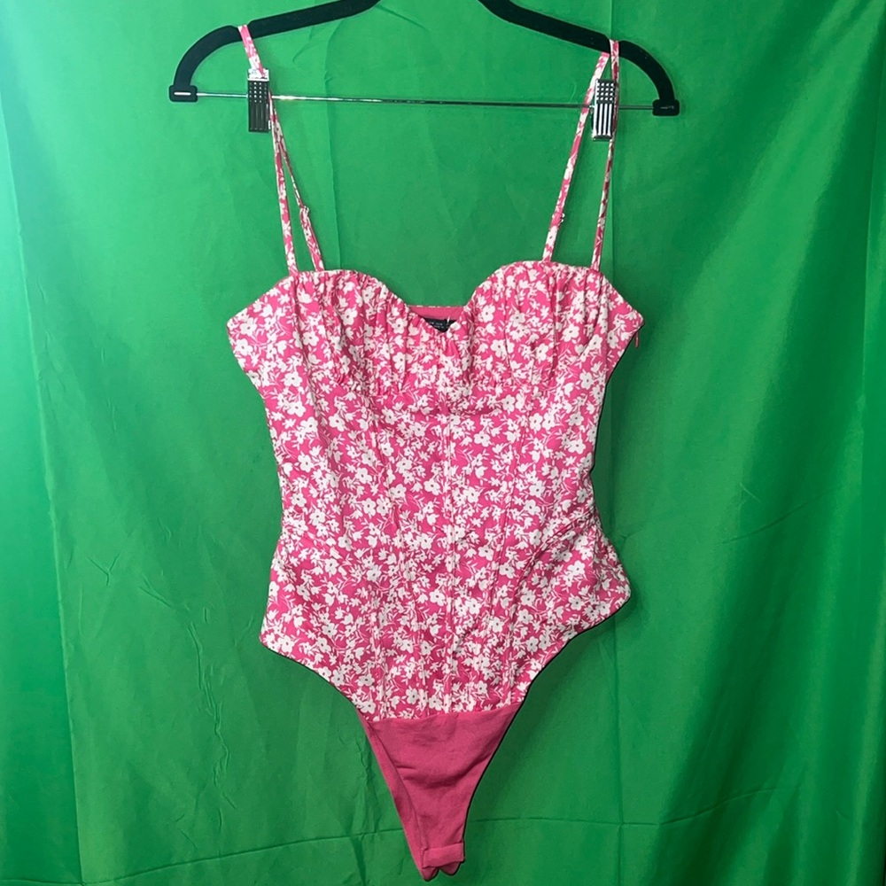 NWOT Zara Pink and White Corset Bodysuit size Small